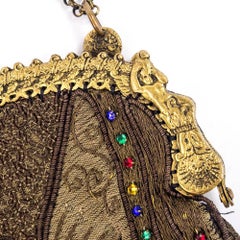 Gold Embroidered Purse with Multicolor Rhinestones, 1920s
