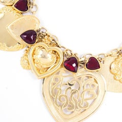 80s Patrick Kelly Goldtone Heart Charm Necklace.
