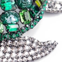 Giant Moans Green Rhinestone Turtle Brooch