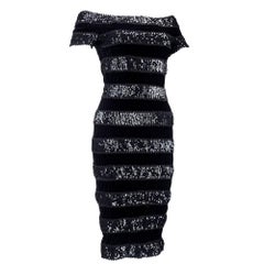 80s Jiki Monte Carlo Creations Black Velvet and Sequin Stretchy Sheath