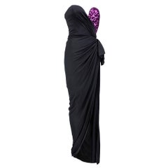 1980's Vicky Tiel Magenta Sequined Jersey Gown