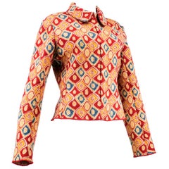 Early 2000s Alaia Wool Knit Abstract Print Jacket