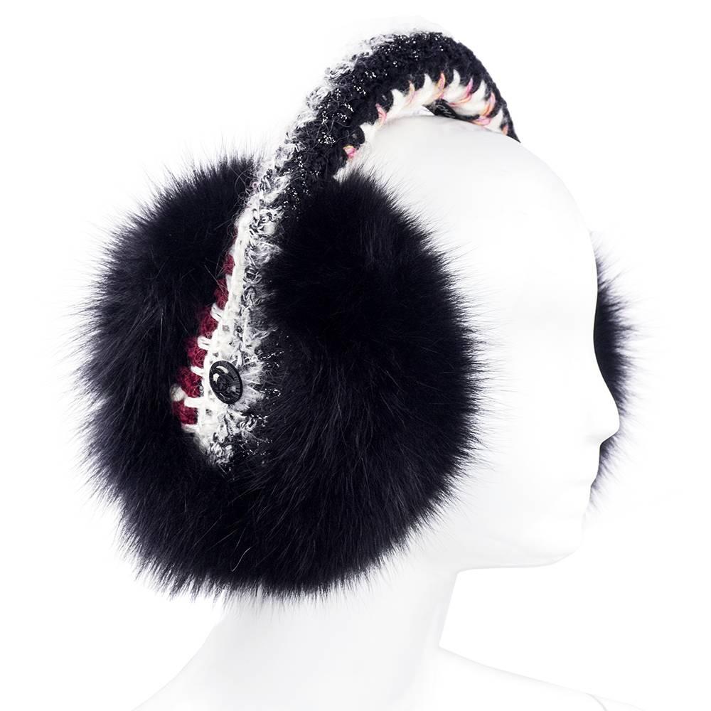 Chanel 1990s Chic Crochet and Fur Winter Earmuffs For Sale