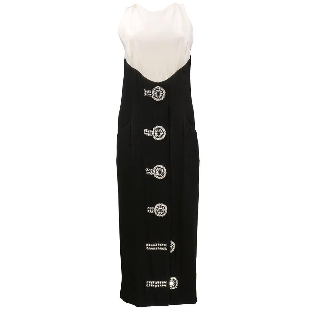 90s Chloe  Black and White Tuxedo Style Cocktail Dress For Sale