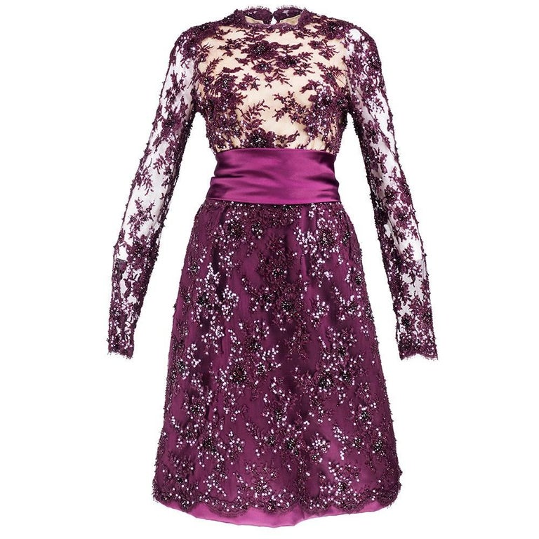 90s John Anthony Burgundy Floral Lace Cocktail Dress with Rhinestone ...