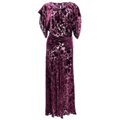 Vintage 30s Burgundy Cut Silk Velvet Evening Gown