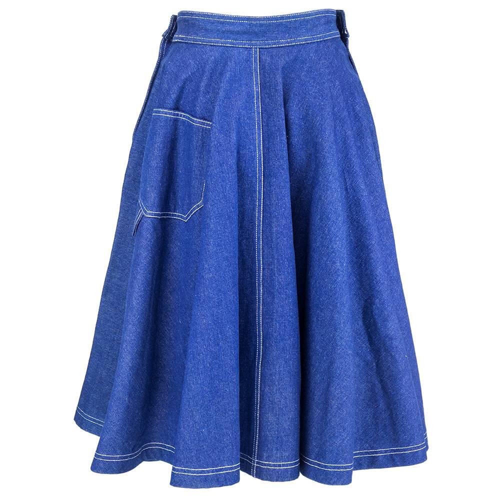 Blue 80s Patrick Kelly Denim Circle Skirt 