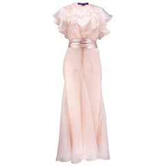 Early 2000s Ralph Lauren Purple Label Peach Silk 30s Style Gown