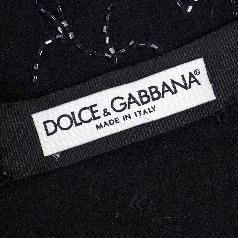 Women's or Men's 90s Dolce and Gabbana Black Knit Embellished Evening Pants  For Sale