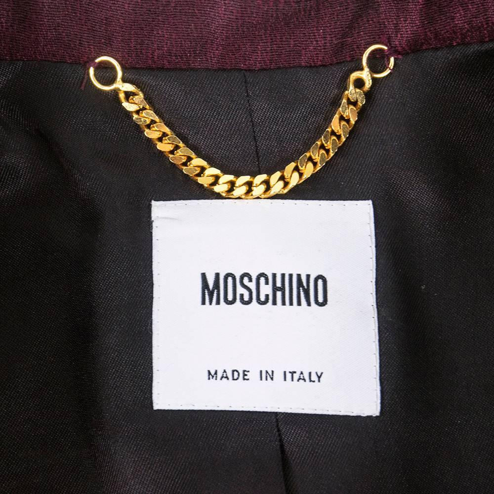 90s Moschino Burgundy Tuxedo In Excellent Condition For Sale In Los Angeles, CA