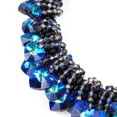 90s Multi-Strand Collar with Iridescent Faceted Heart Crystals