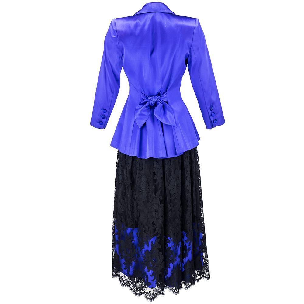 90s Patrick Kelly Purple and Black Lace Ensemble In Excellent Condition For Sale In Los Angeles, CA