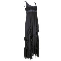2000s Prada Black Silk  Empire Gown