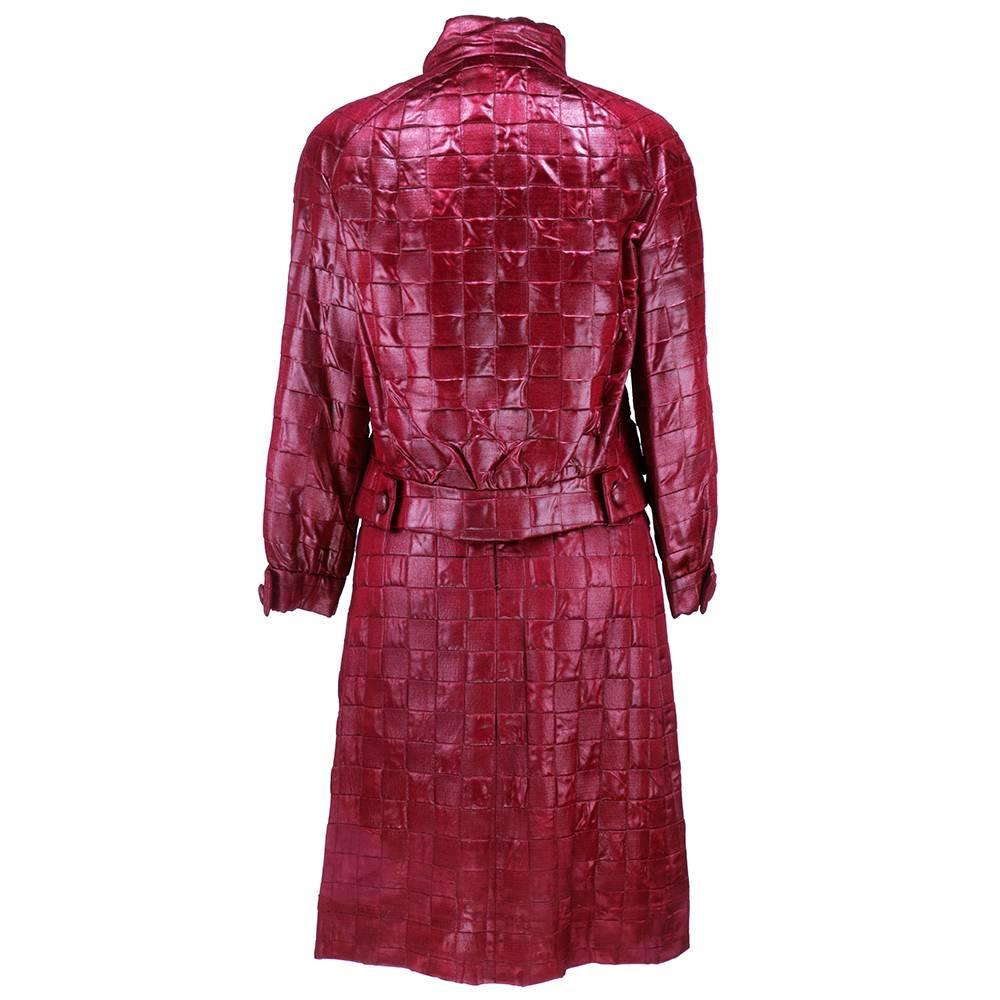 Red Dior New York Burgundy Textured Ensemble with Matching Boots, 1960s For Sale