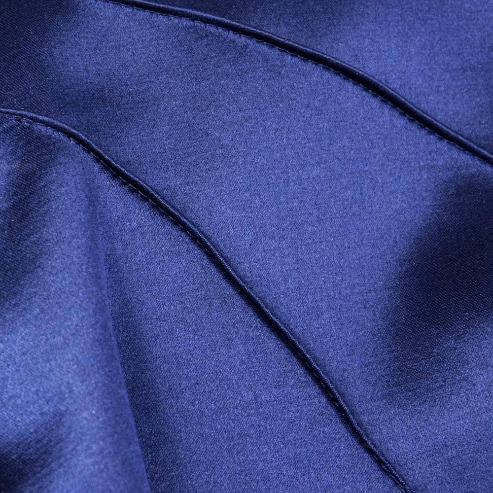 90s Thierry Mugler Midnight Blue Satin Suit For Sale 4