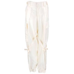 90s Tom Ford Era Gucci Ivory Silk Cargo Pants