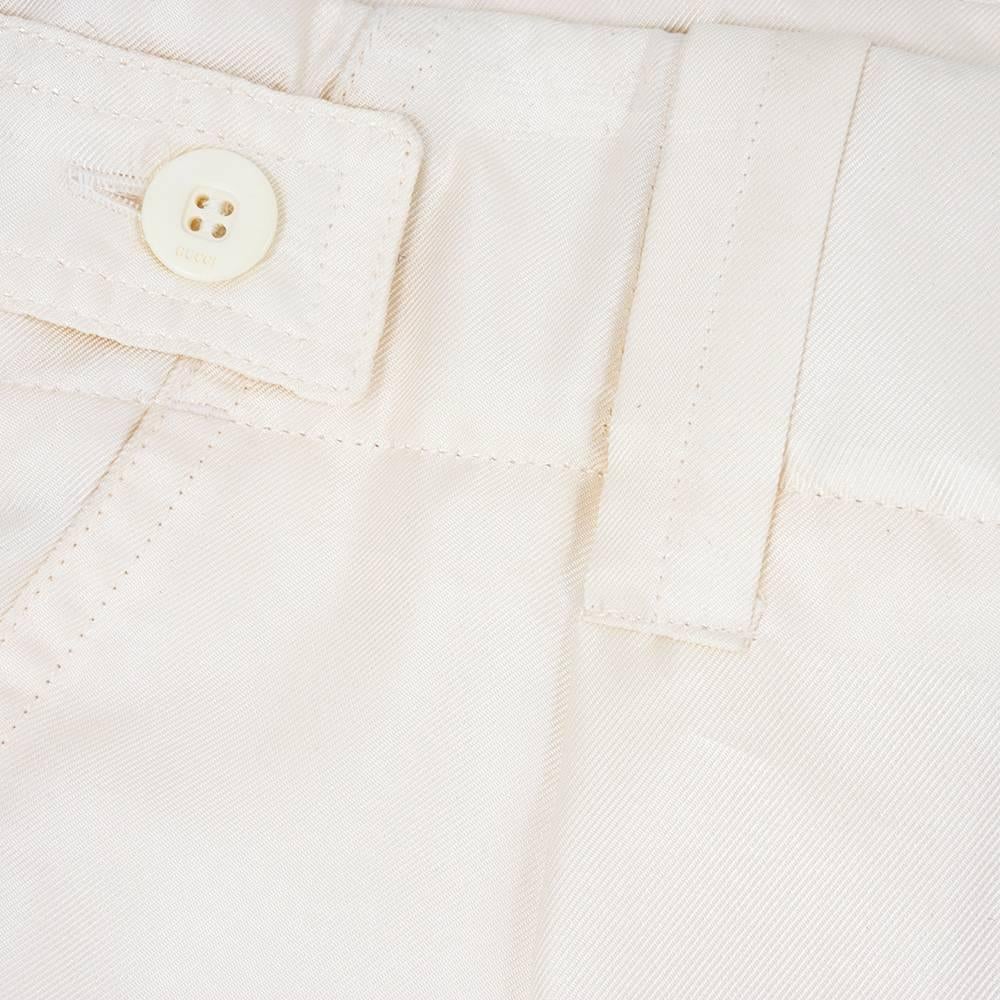 White 90s Tom Ford Era Gucci Ivory Silk Cargo Pants For Sale