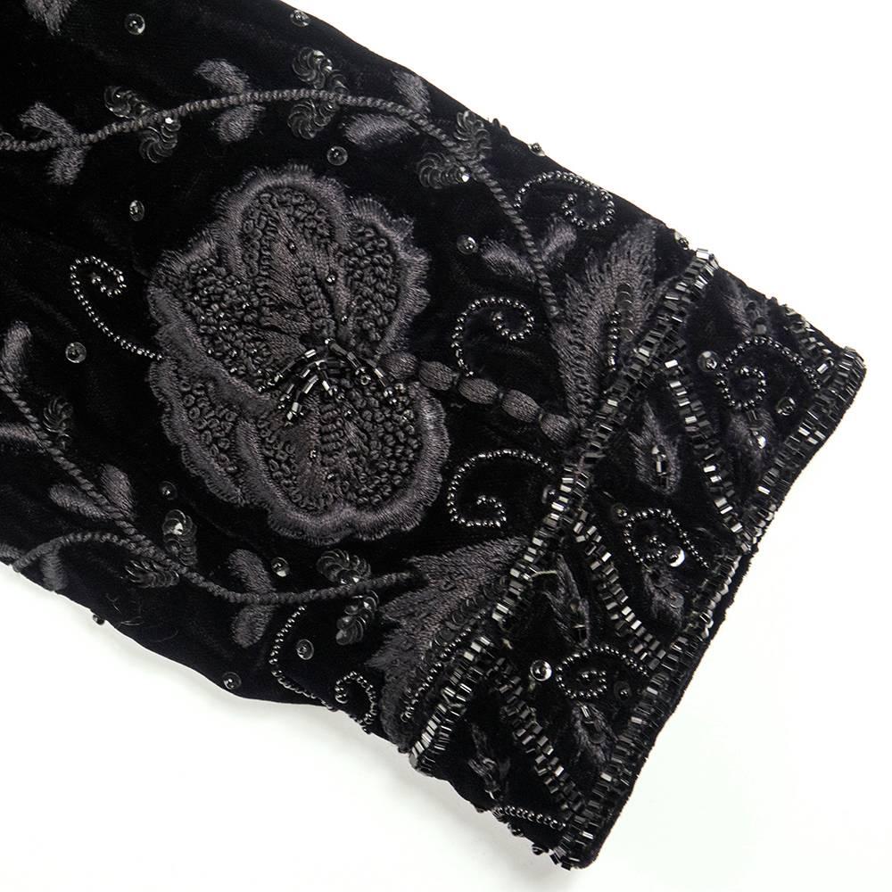 Women's 80s de la Renta (Attributed) Black Heavily Embellished Velvet Evening Jacket For Sale
