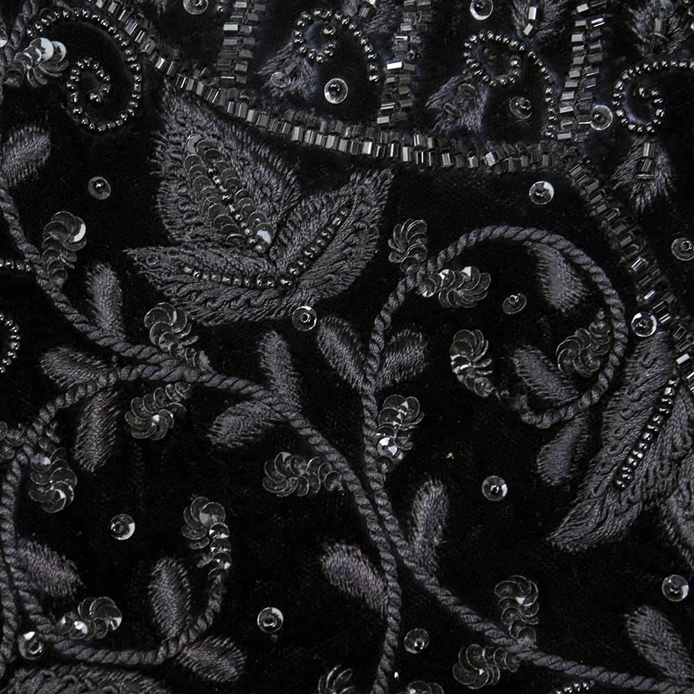80s de la Renta (Attributed) Black Heavily Embellished Velvet Evening Jacket For Sale 1