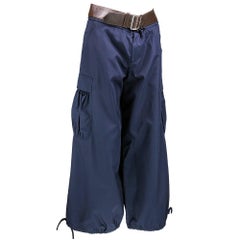 90s Gaultier Blue Cargo Pants with Detachable Leather Belt