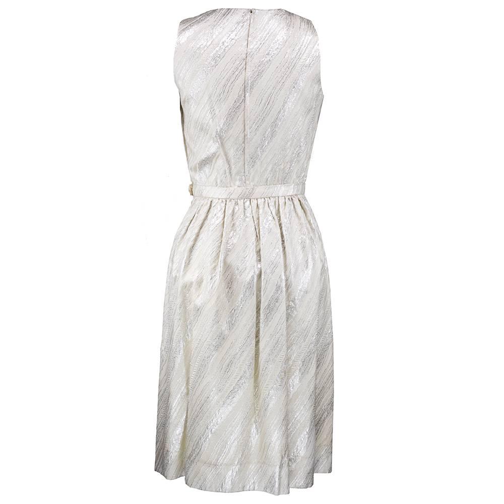 Women's Mainbocher 1960s Silver Lamé Brocade Dress with Jacket For Sale