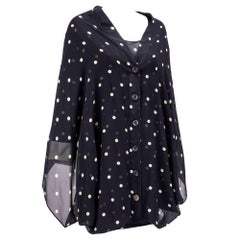 90s Gianfranco Ferre Blue Polka Dot Silk and Chiffon Dress