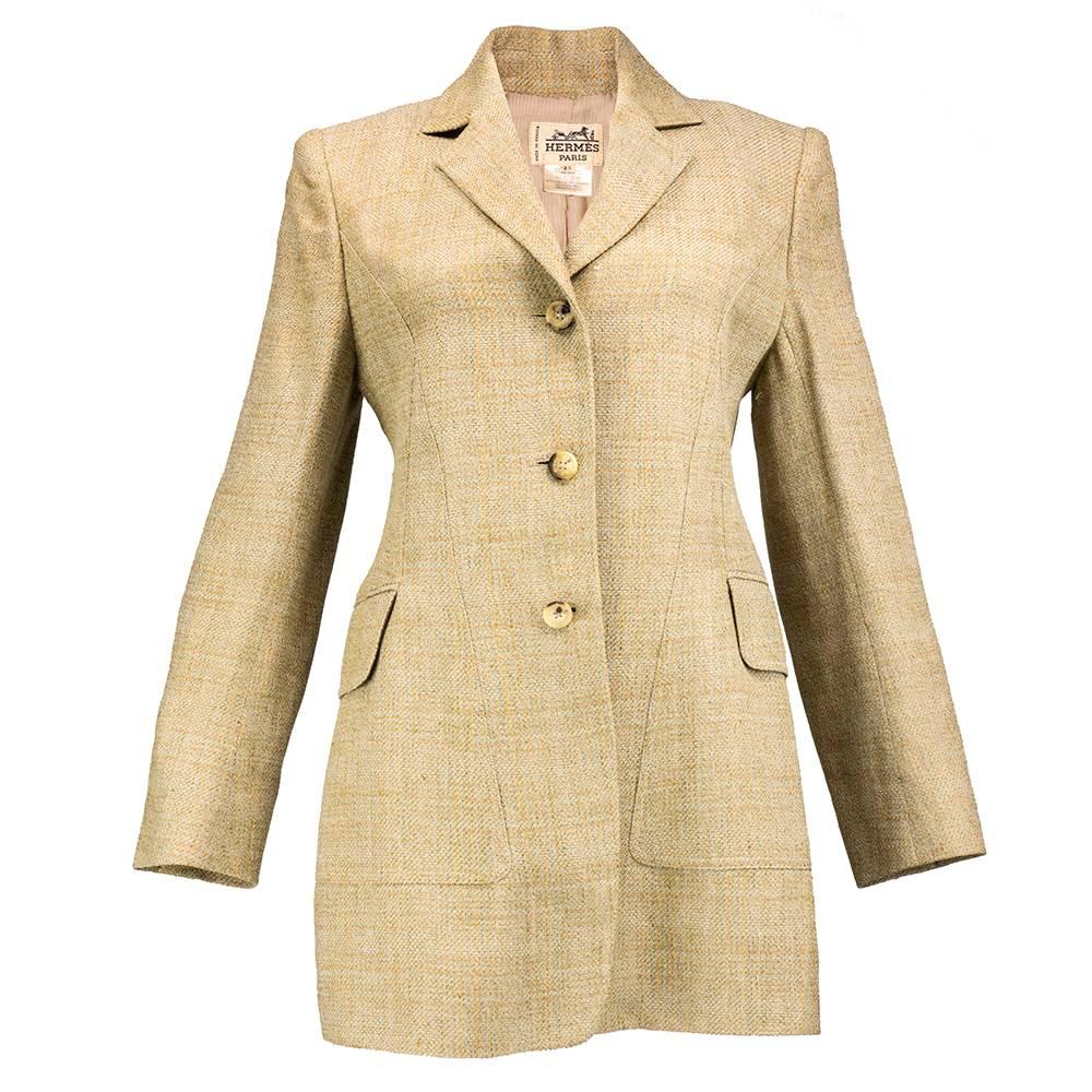 90s Hermes Wool Equestrian Style Blazer For Sale