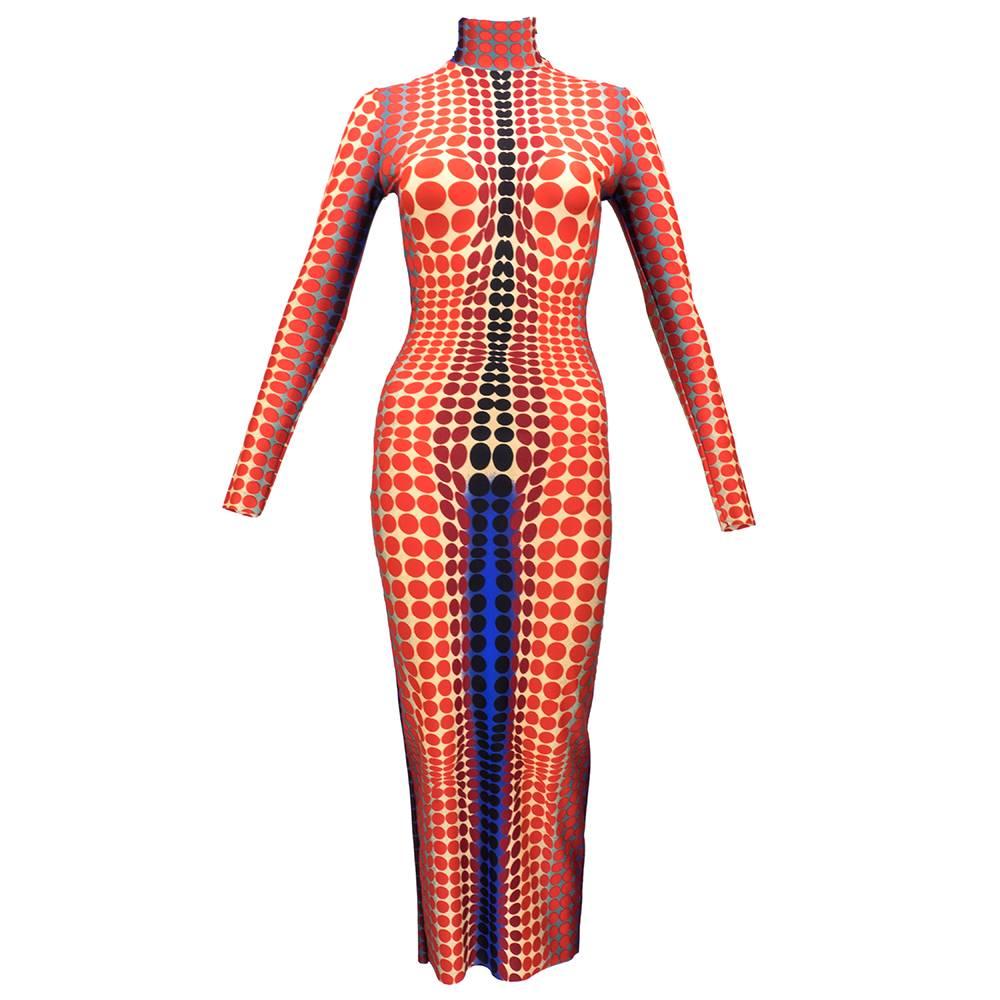 90s Jean Paul Gaultier Super Body Con Op Art Dress