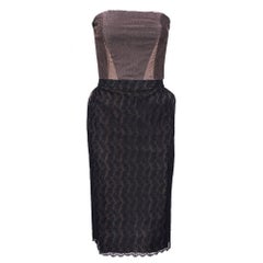 Christian Dior London Black Lace Strapless Dress with Overblouse
