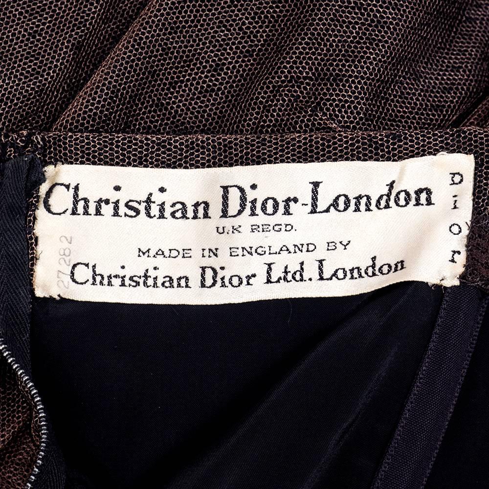 Christian Dior London Black Lace Strapless Dress with Overblouse For Sale 1