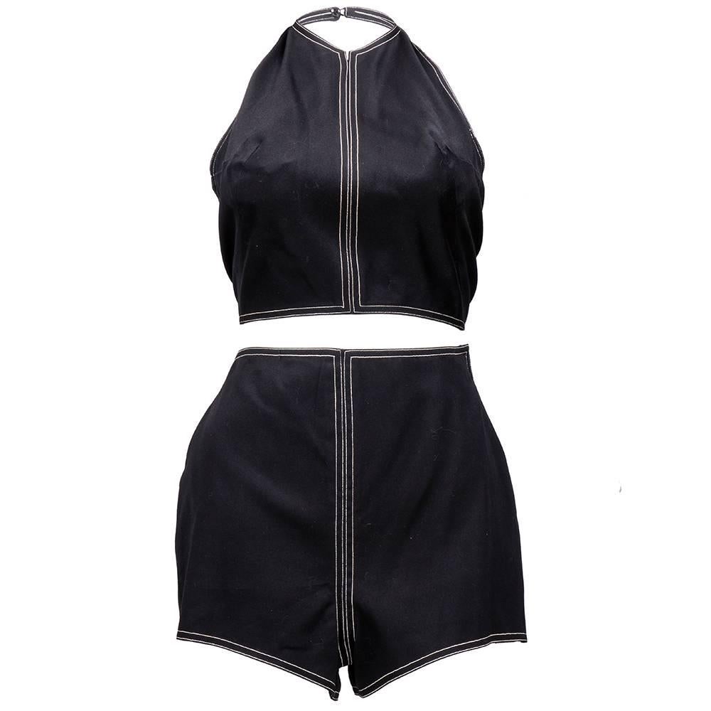 50s unlabelled Claire McCardell 2 pc Black Playsuit For Sale