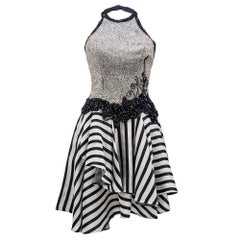 Fabrice 1980s Beaded Monochrome Halter Dress