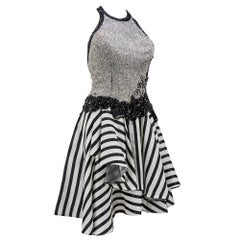 Fabrice 1980s Beaded Monochrome Halter Dress