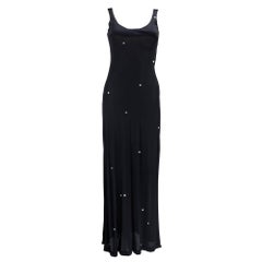 Vintage Halston 1980s Silk Jersey Tank Dress with Crystal Beading