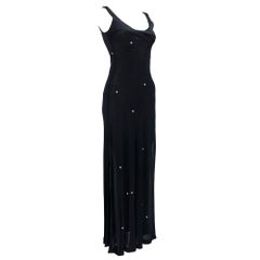 Halston 1980s Silk Jersey Tank Dress with Crystal Beading