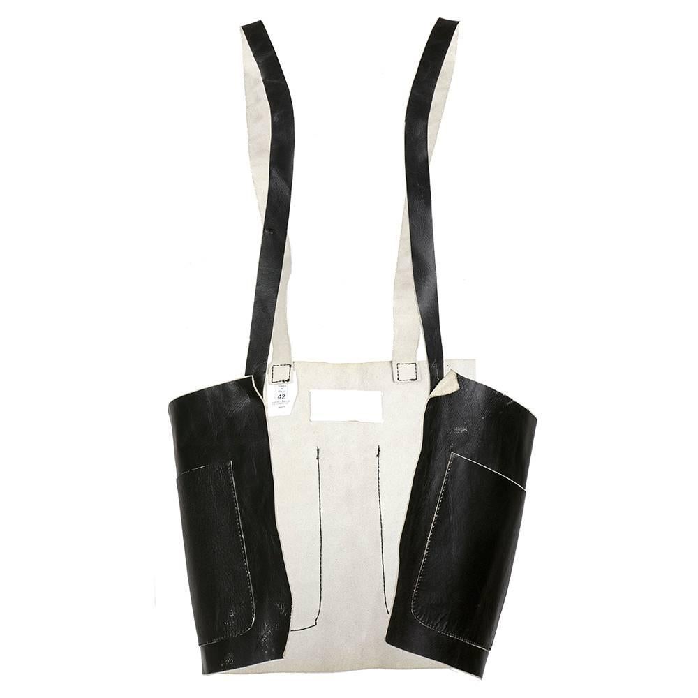 Margiela Open Front Leather Pinafore Apron For Sale
