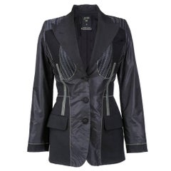 90s Gaultier Black Patchwork Blazer with Contrasting Stitch