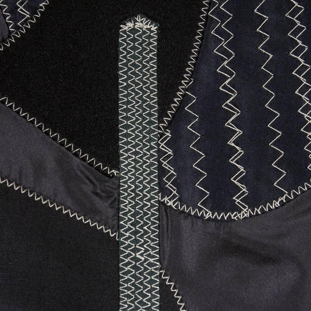 90s Gaultier Black Patchwork Blazer with Contrasting Stitch For Sale 2