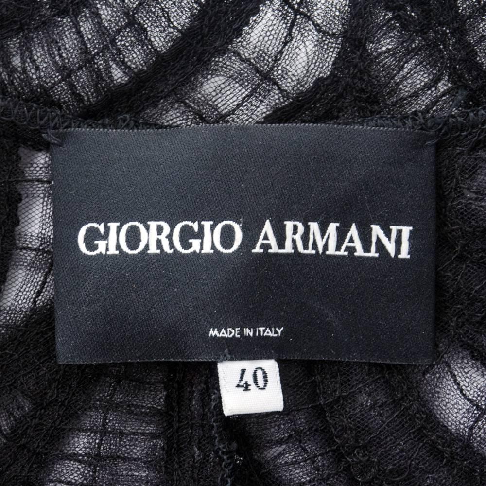 Women's 90s Giorgio Armani Black Shirred Tulle Jacket with Sequins For Sale