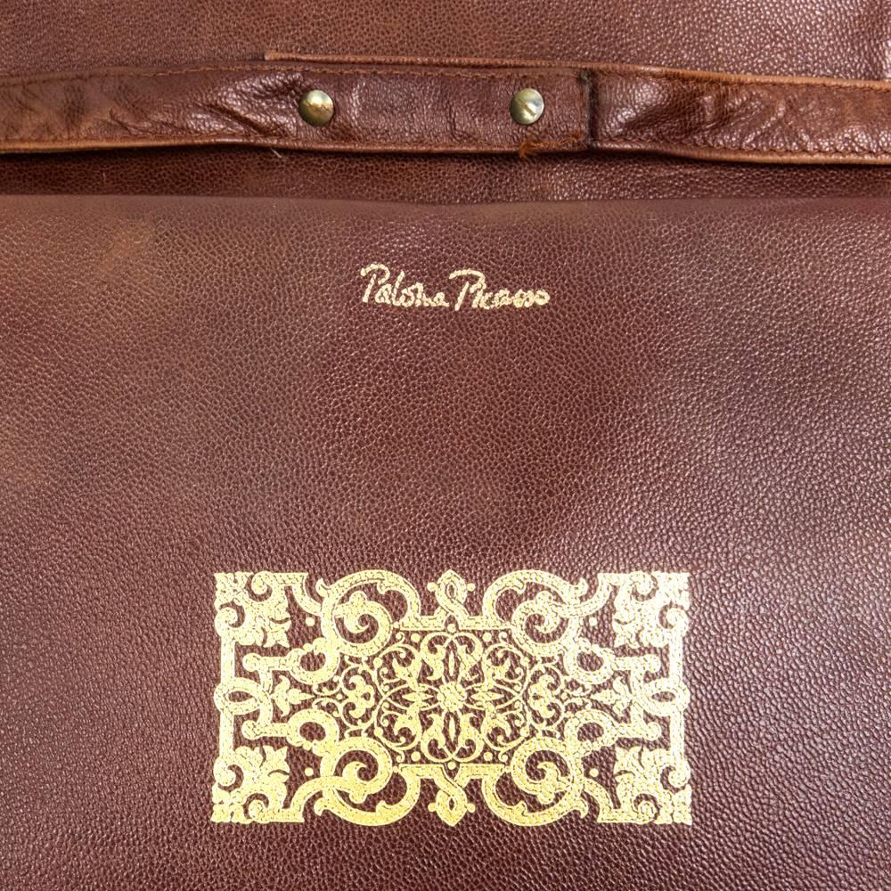 90s Paloma Picasso Oversized Brown Leather Book Purse In Excellent Condition For Sale In Los Angeles, CA