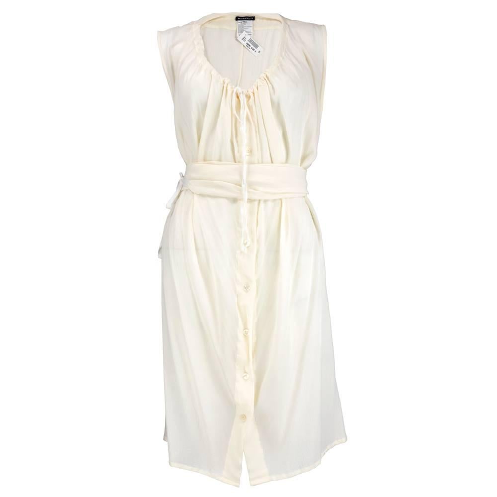 90s Ann Demeulemeester White Silk Chiffon Adjustable Dress For Sale