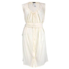 Retro 90s Ann Demeulemeester White Silk Chiffon Adjustable Dress