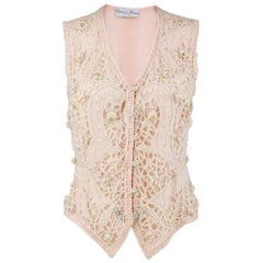 90s Eavis and Brown Pink Chiffon Heavily Embellished Vest