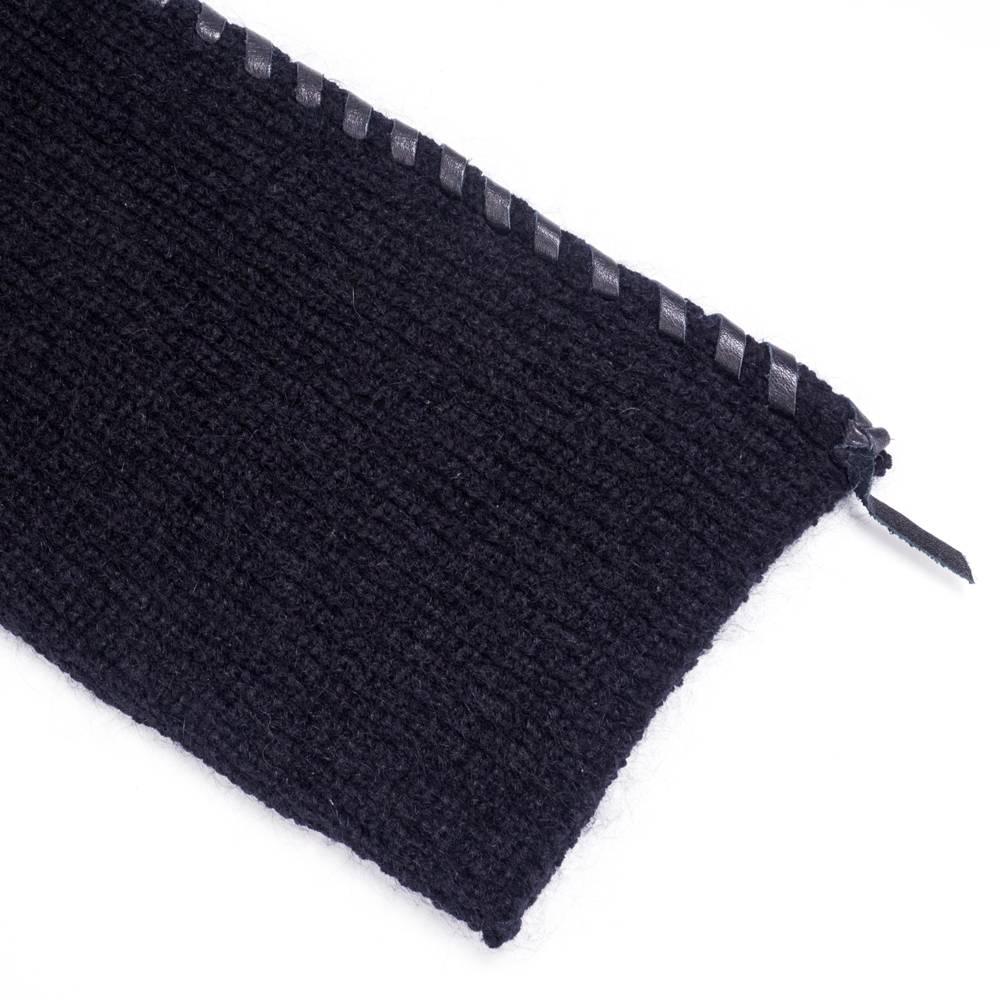 Women's or Men's Issey Miyake Oversized Black Turtleneck Sweater with Leather Stitching. For Sale