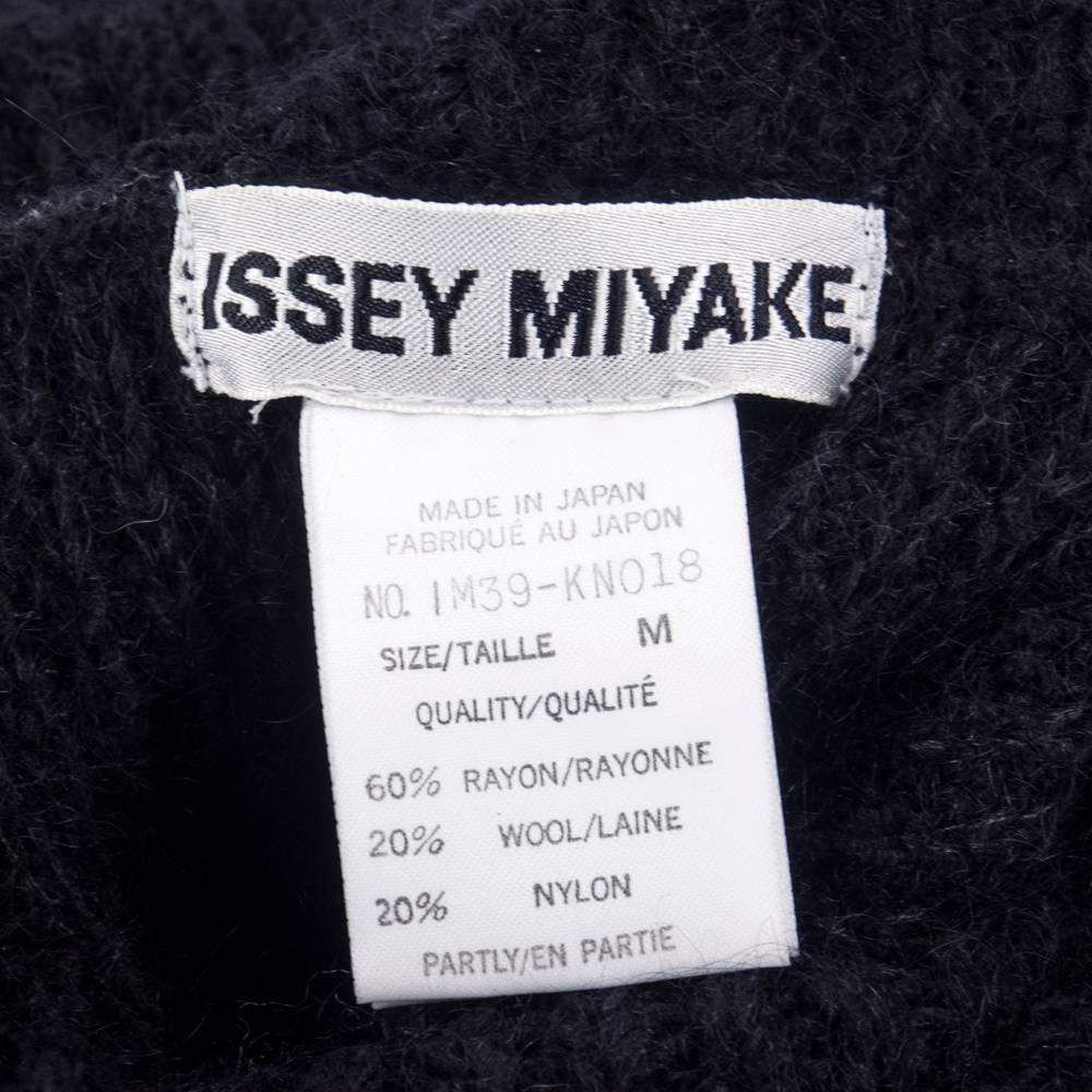 Issey Miyake Oversized Black Turtleneck Sweater with Leather Stitching. In Excellent Condition For Sale In Los Angeles, CA