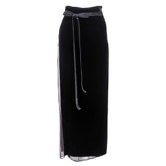 Gaultier Black Velvet Full Length Wrap Skirt, 1990s 