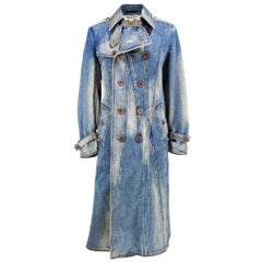 Junya Watanabe for Comme des Garcons Blue Stone Washed Denim Trench Coat, 2001 