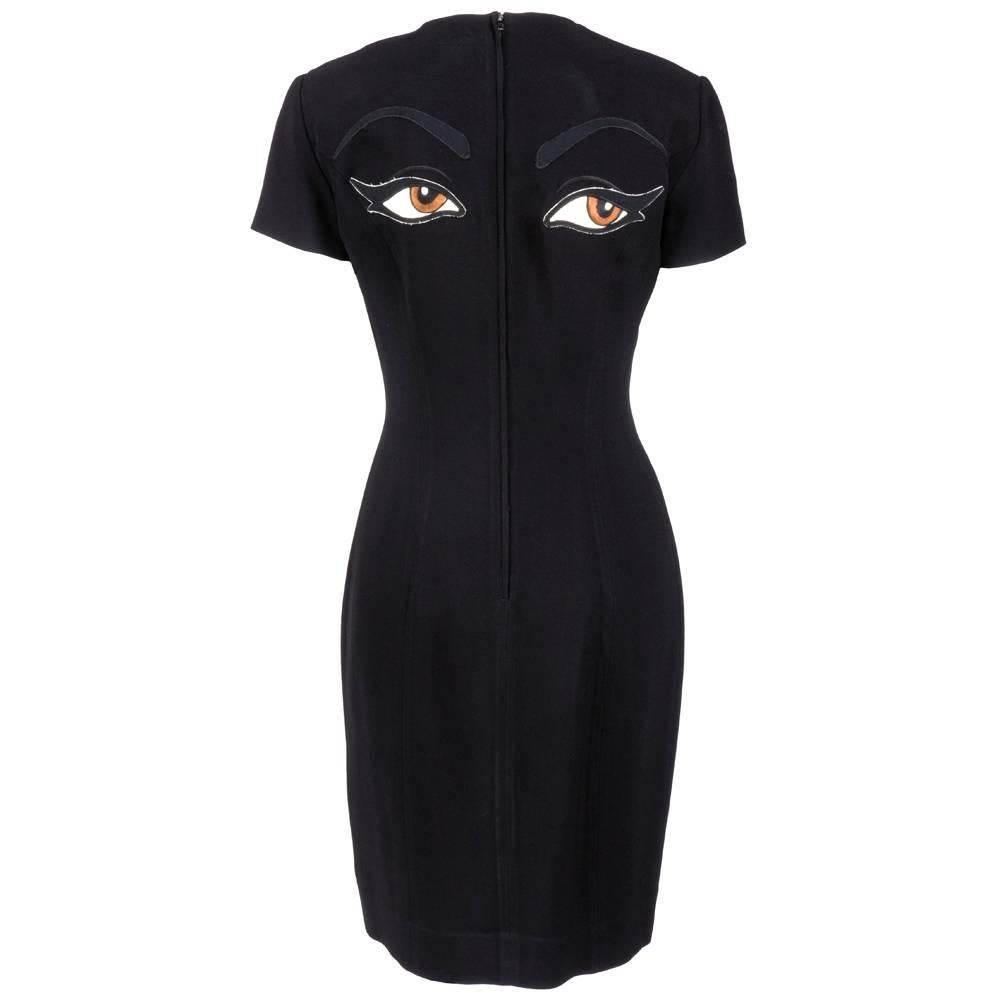 Moschino Couture Spring/Summer 1990 Black "The Eyes" Dress For Sale