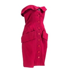 80s Yves Saint Laurent Red Strapless Summer Dress
