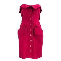 80s Yves Saint Laurent Red Strapless Summer Dress